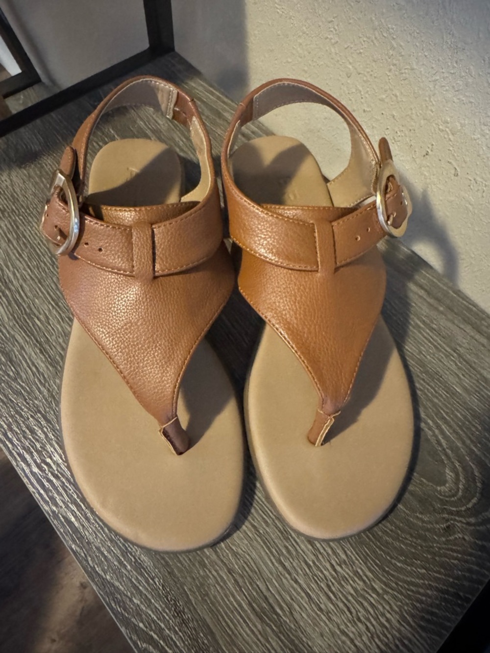 AEROSOLES Brown Leather Buckle Sandals - Picture 4 of 6